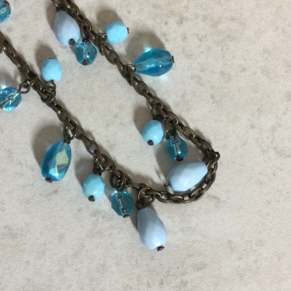 Turquoise beads on bronze chain necklace - Picture 3 of 7